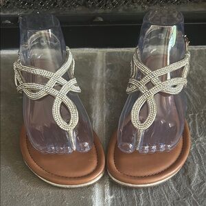 Kelly & Katie Silver and Brown Sandals with Braided Straps